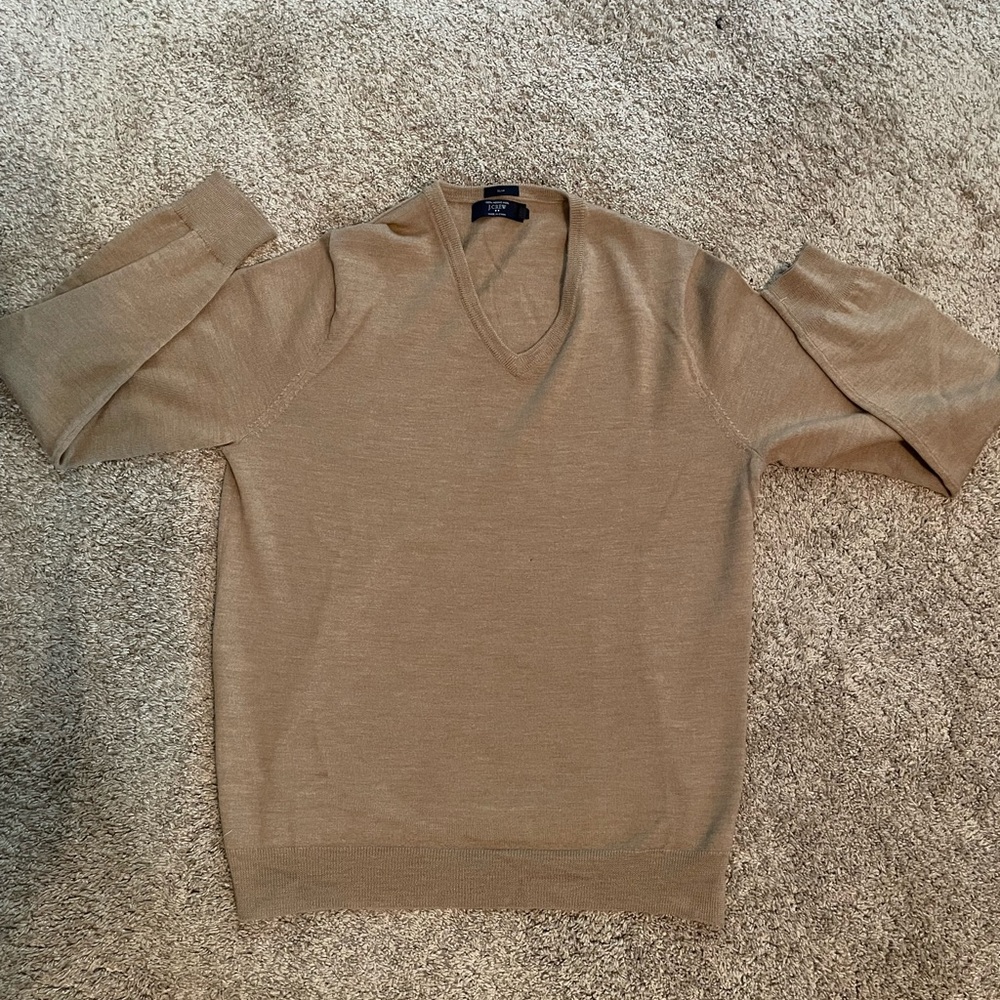 Tan J.Crew Sweater size large 100% Wool
